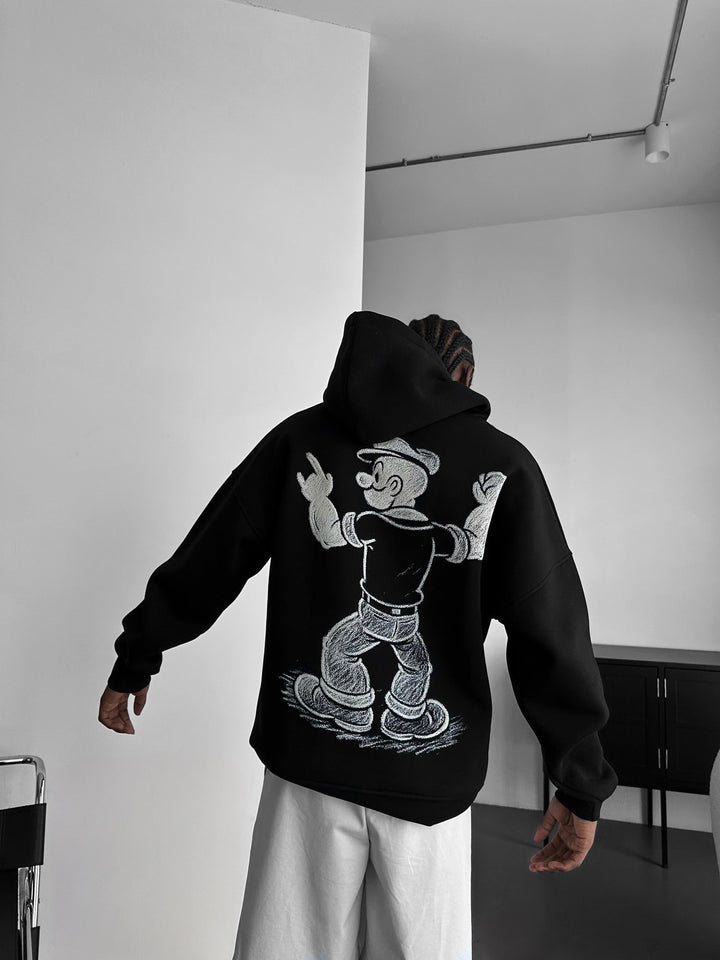Oversize Hoodie Popeye - Czarny