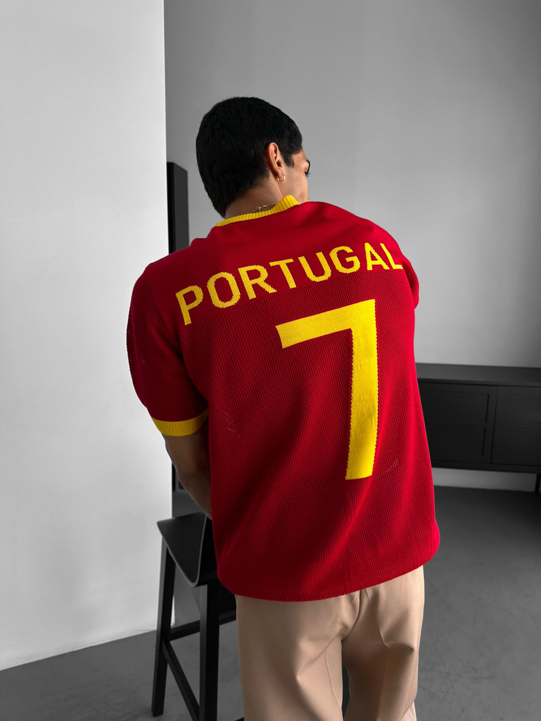 Oversize Portugal Knit T-shirt - Czerwony