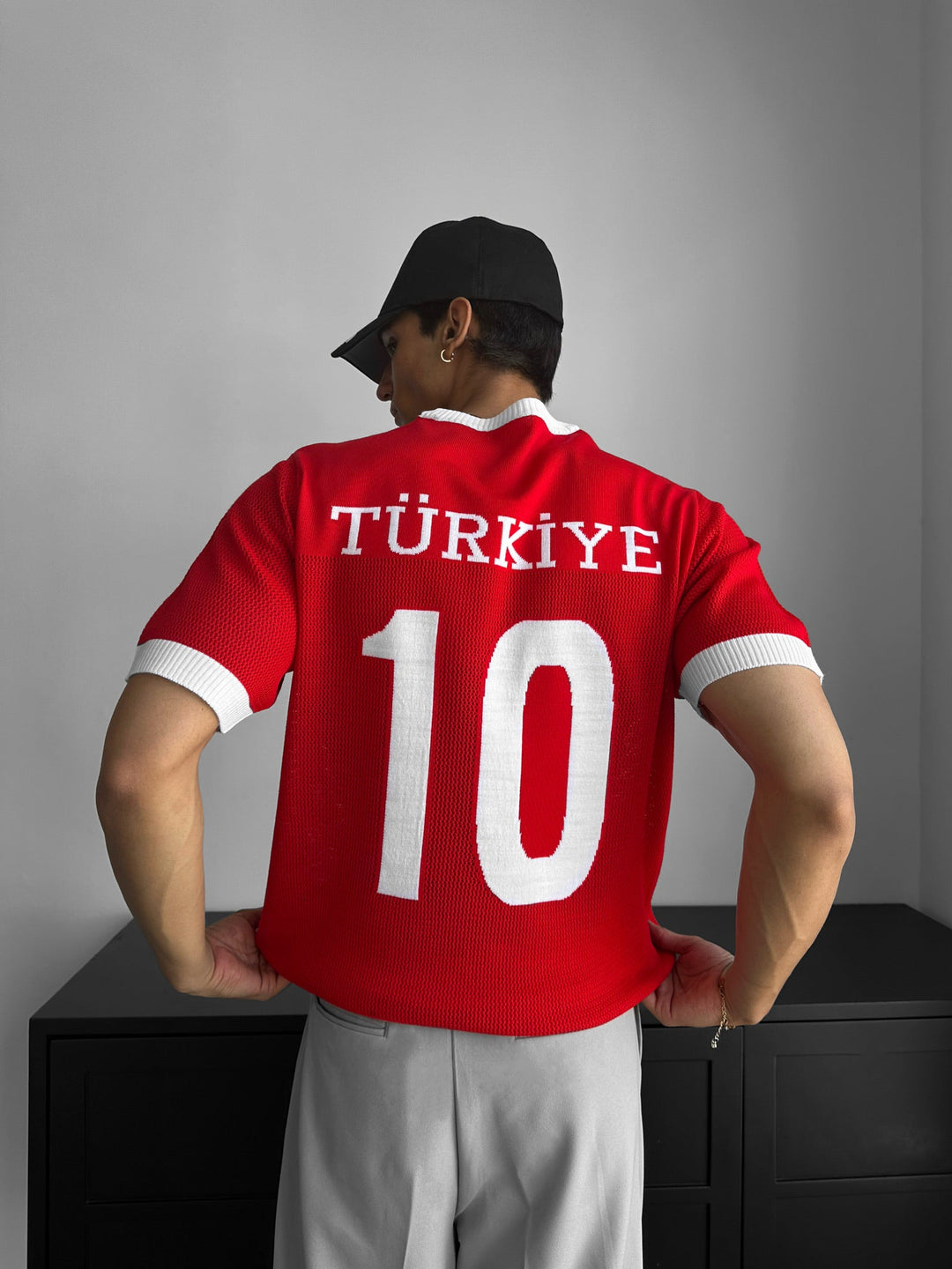Oversize Türkiye Knit T-shirt - Czerwony