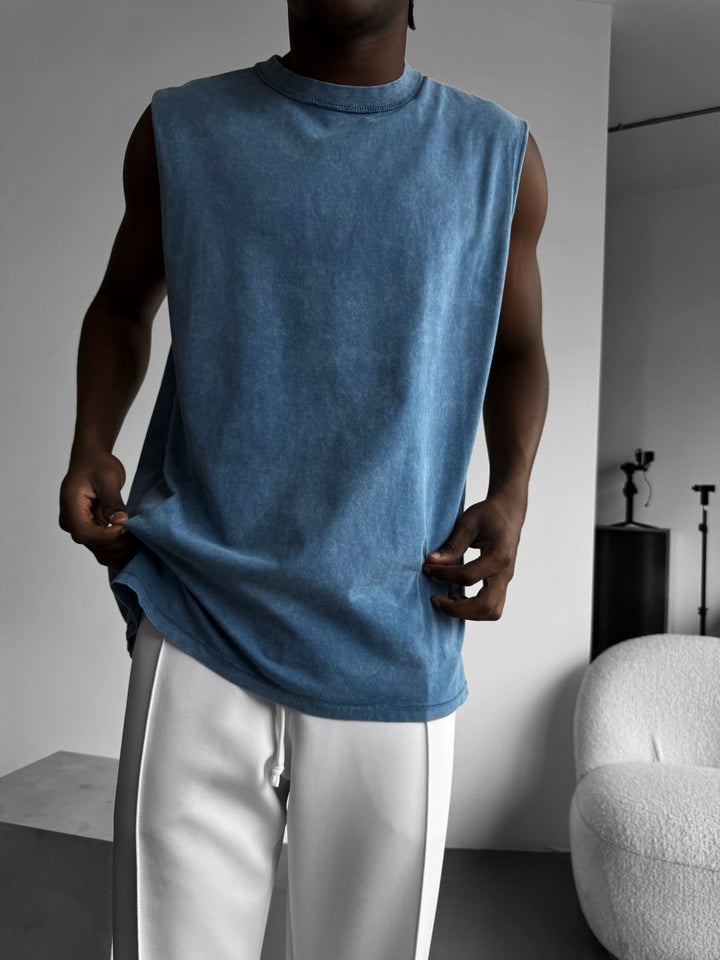 Oversize Washed TankTop - Niebieski