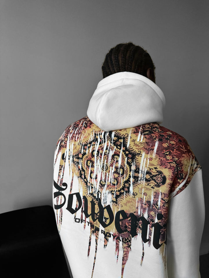 Oversize Pamiątkowy Hoodie - Biały i Czerwony