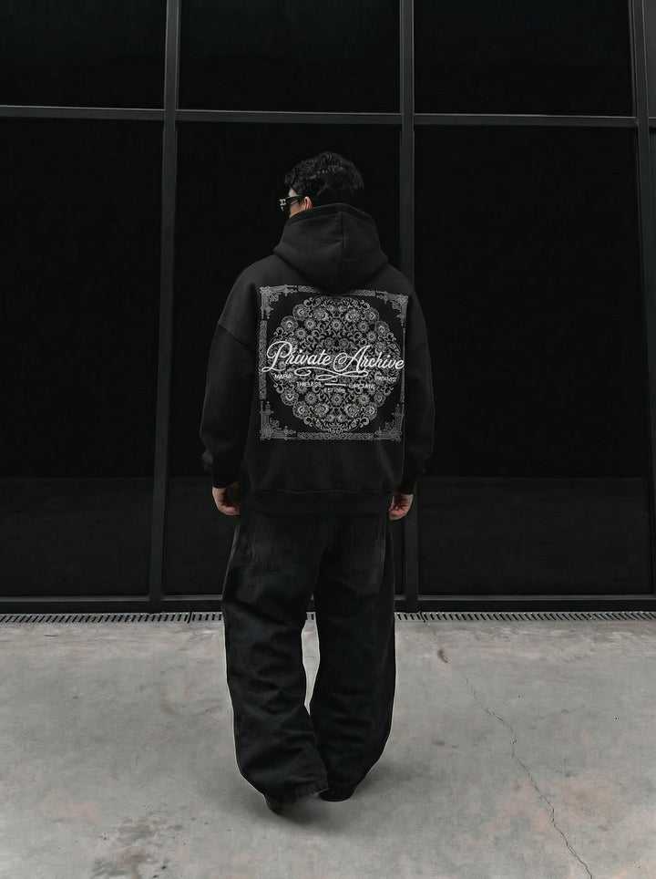 Oversize Private Archive Hoodie - Czarny