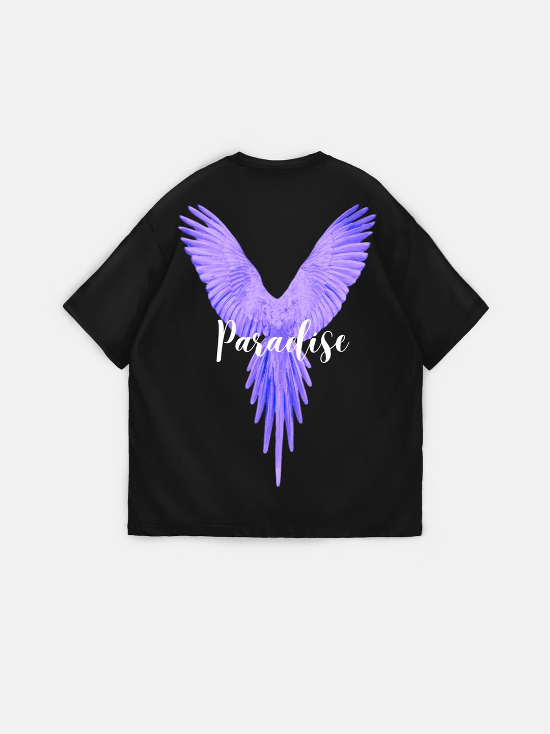 T-shirt Oversize Parrot Paradise - Czarny i Fioletowy