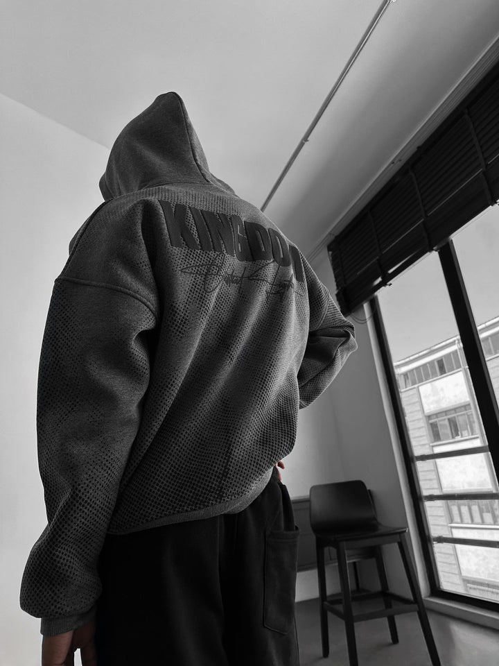 Hoodie Oversize Królestwo - Melanż Antracytowy i Czarny