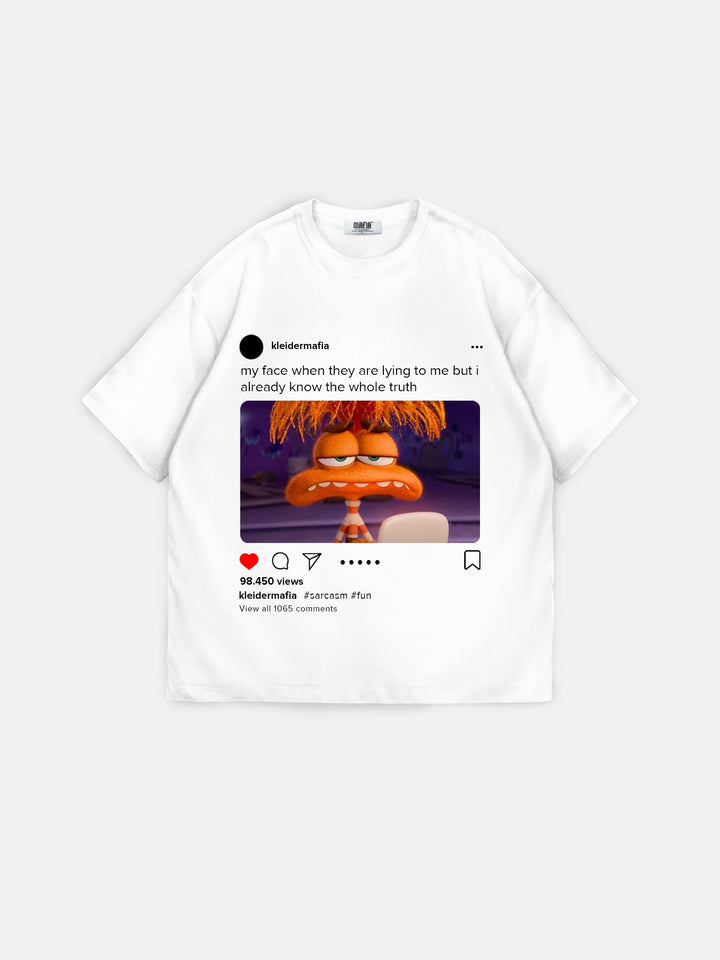 T-Shirt Oversize z Sarkazmem - Ecru