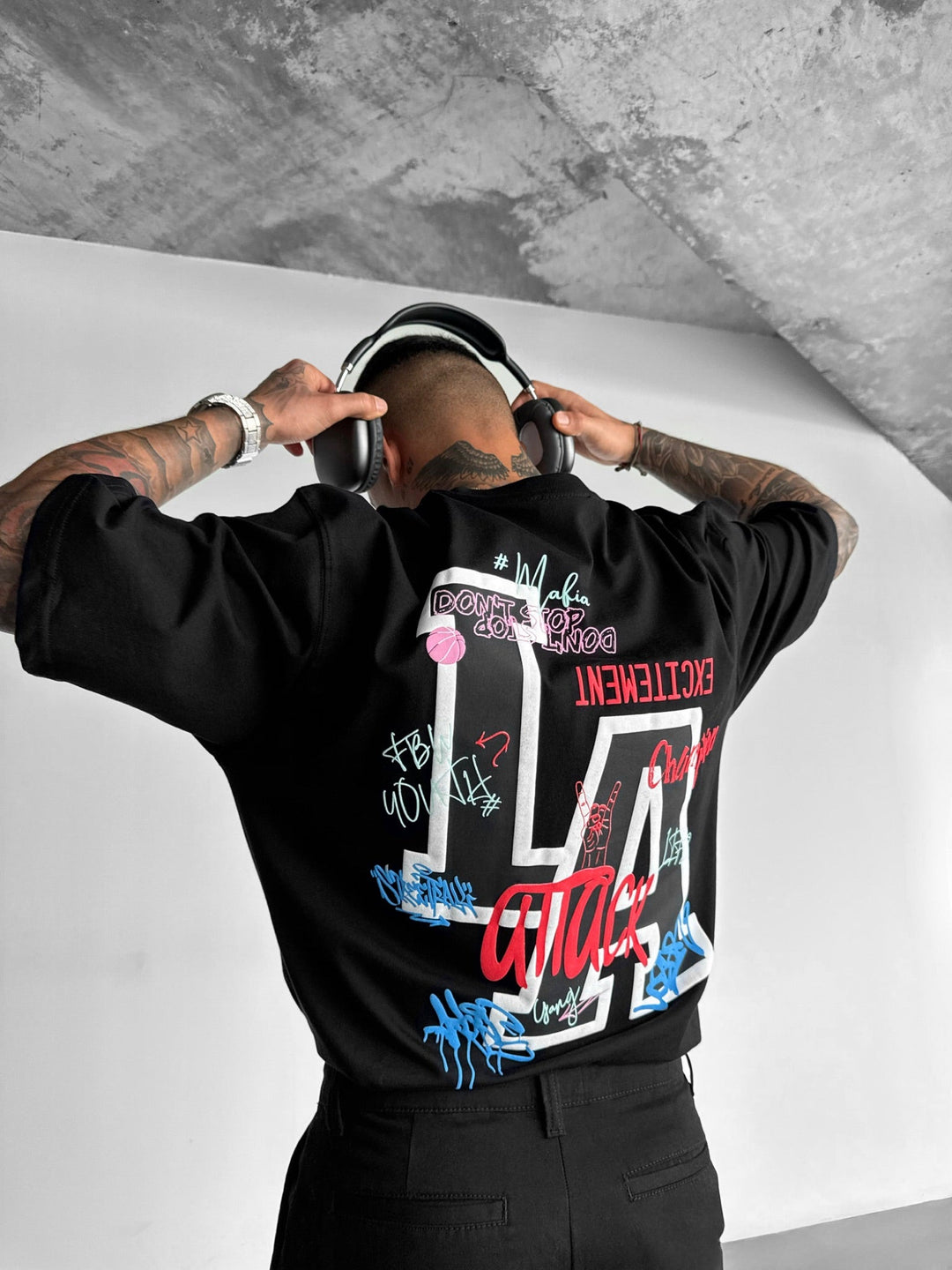 T-shirt Oversize L.A - Czarny