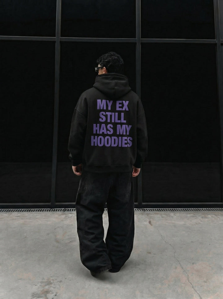 Oversize EX Część II Hoodie - Czarny i Fioletowy