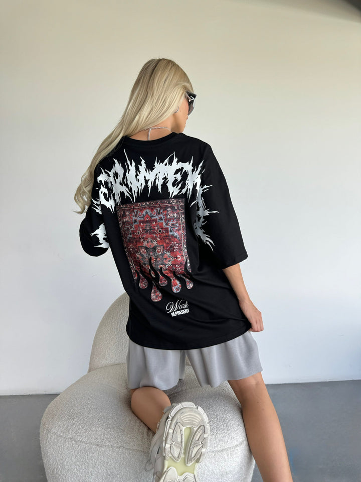 Oversize Experimental T-Shirt - Czarny