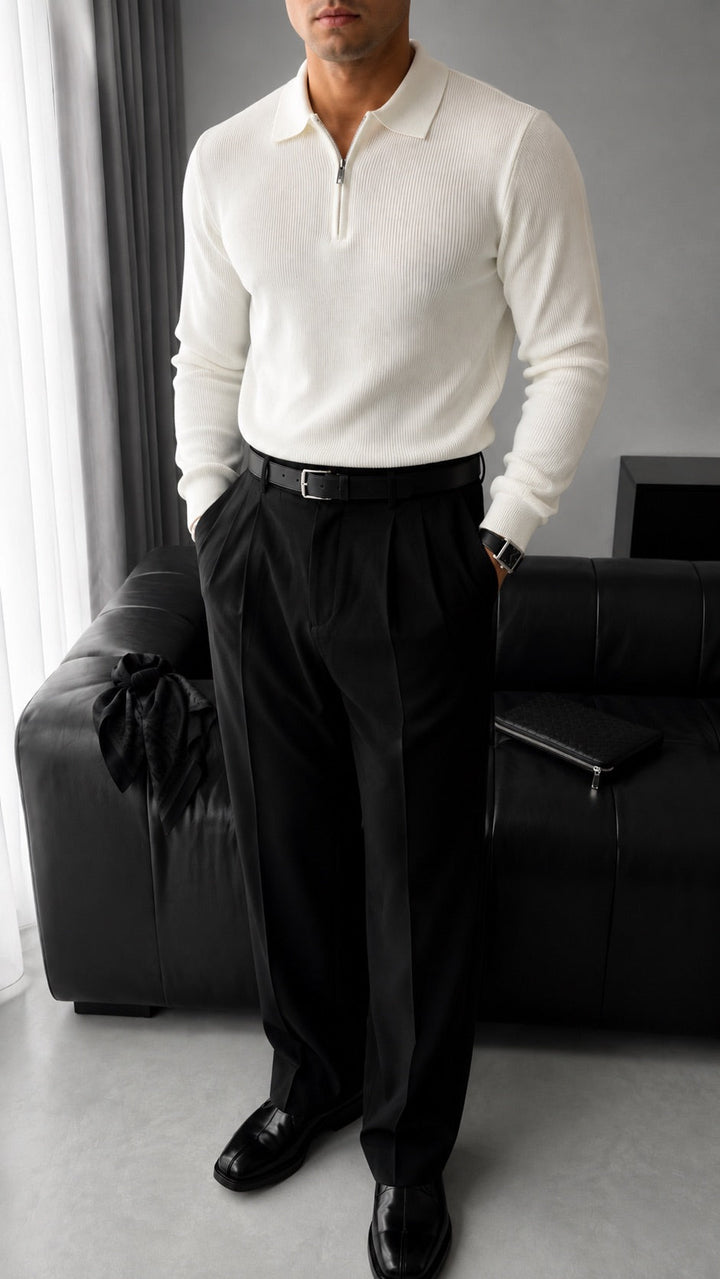 Sweter Polo o Luźnym Kroju - Ecru