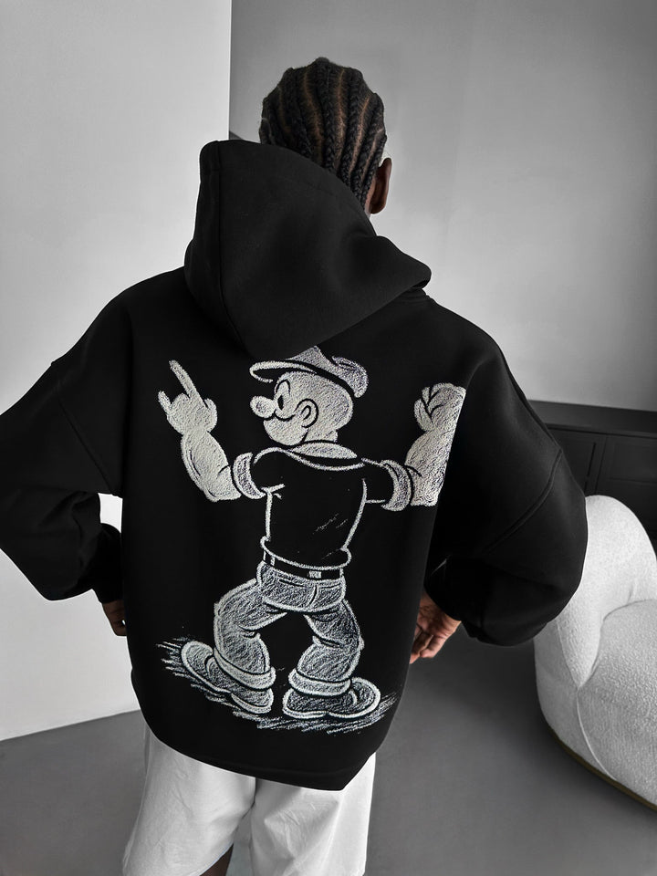 Oversize Hoodie Popeye - Czarny
