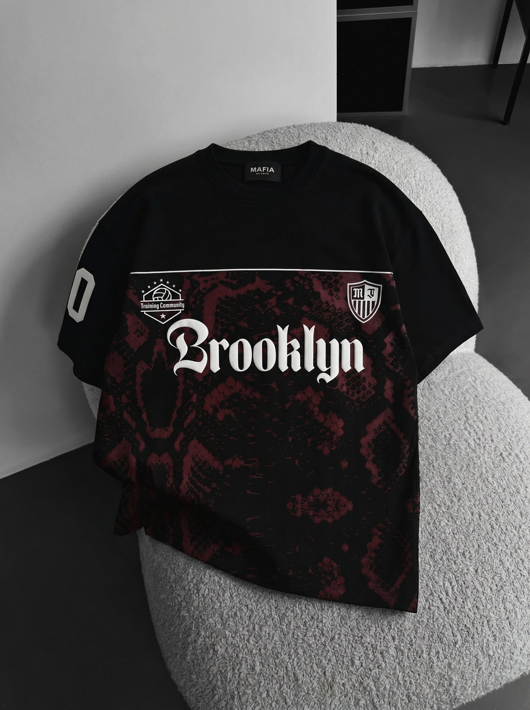 Oversize T-shirt Brooklyn - Czarny i Bordeaux