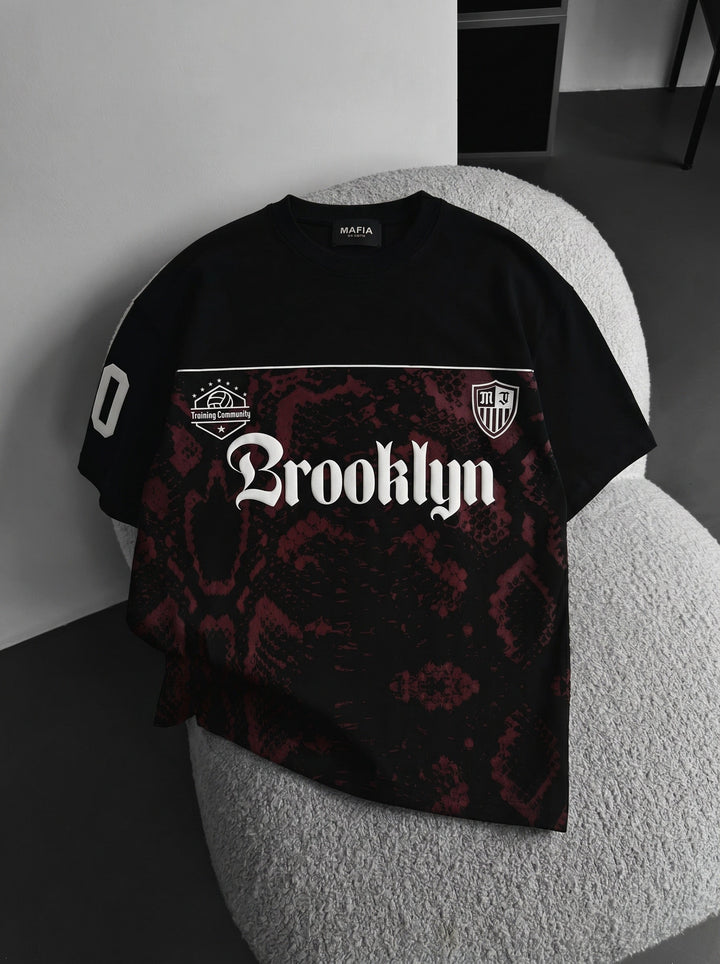 Oversize T-shirt Brooklyn - Czarny i Bordeaux