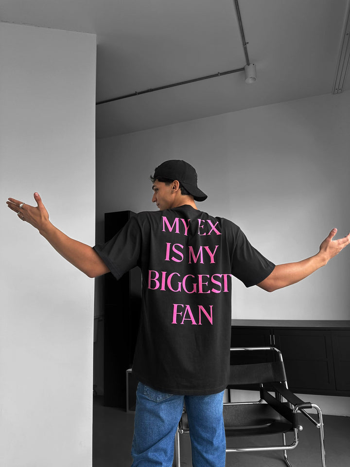 Oversize "EX" T-Shirt - Czarny i Lila