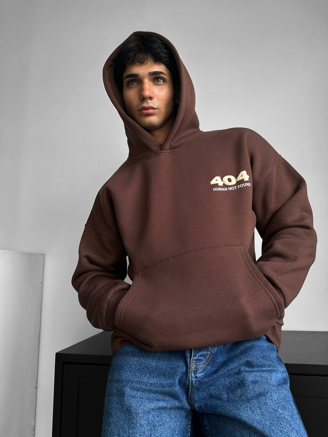 Oversize 404 Hoodie - Brązowy