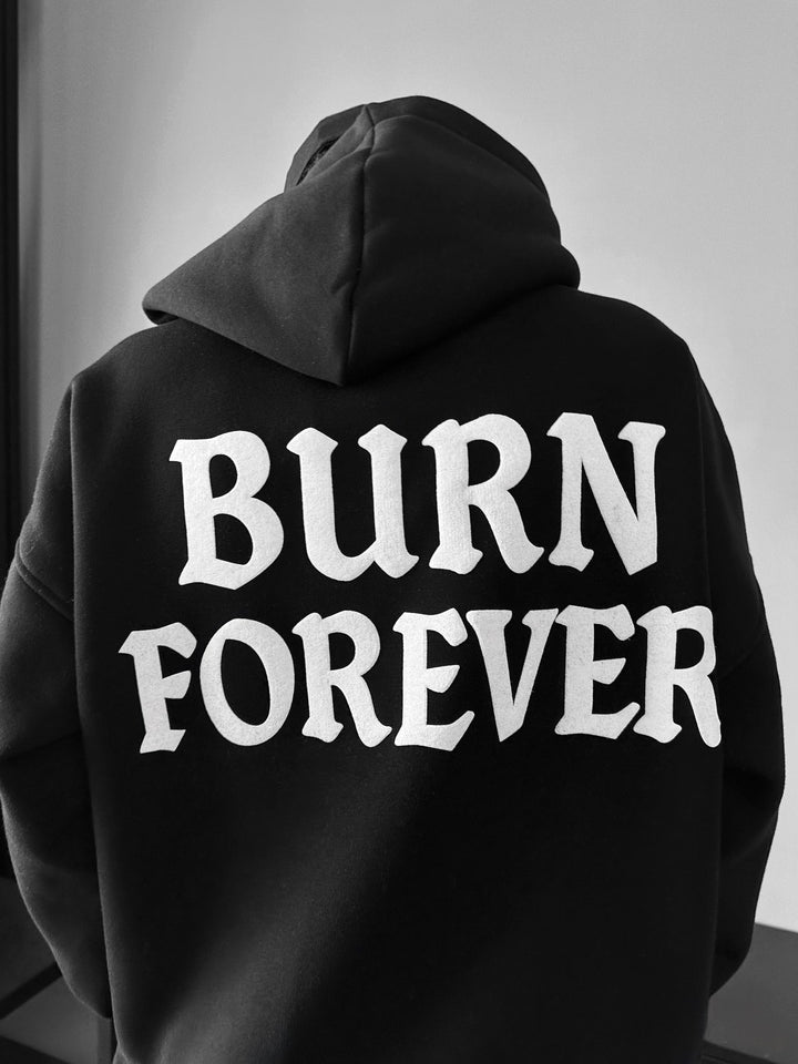 Oversize “Burn Forever” Hoodie - Czarny