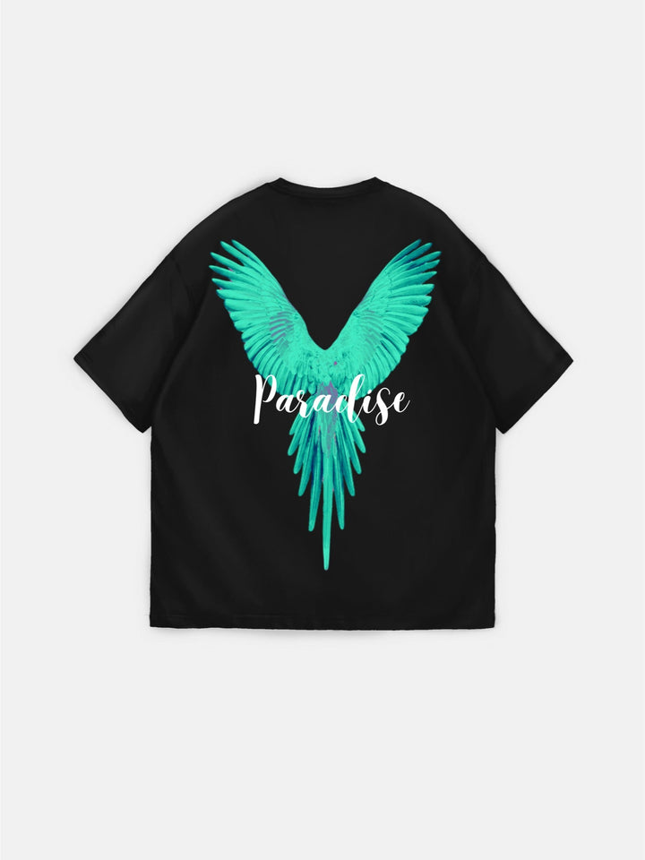 Koszulka Oversize Parrot Paradise - Czarna i Zielona