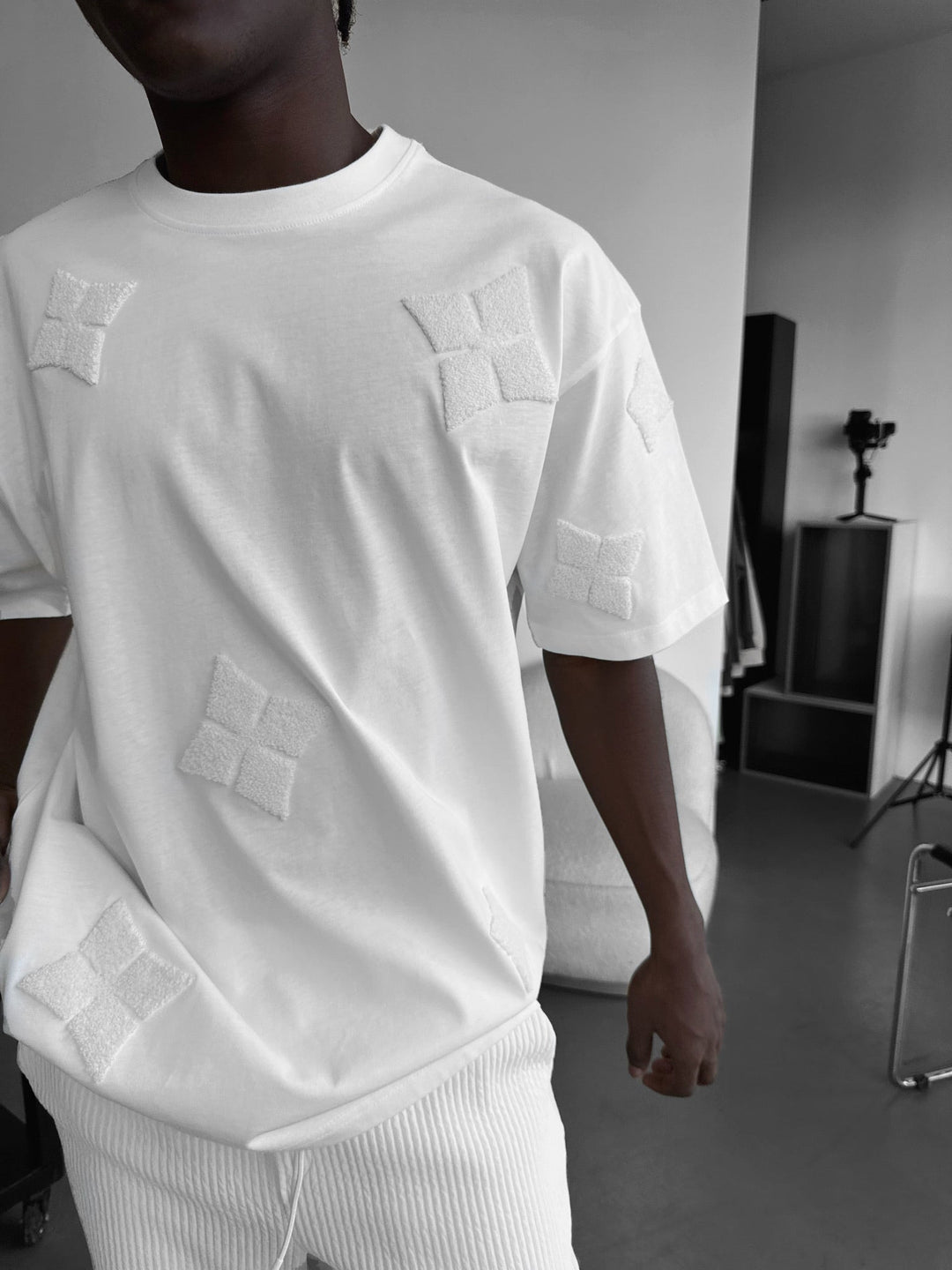 T-Shirt Oversize Szczegółowy - Ecru