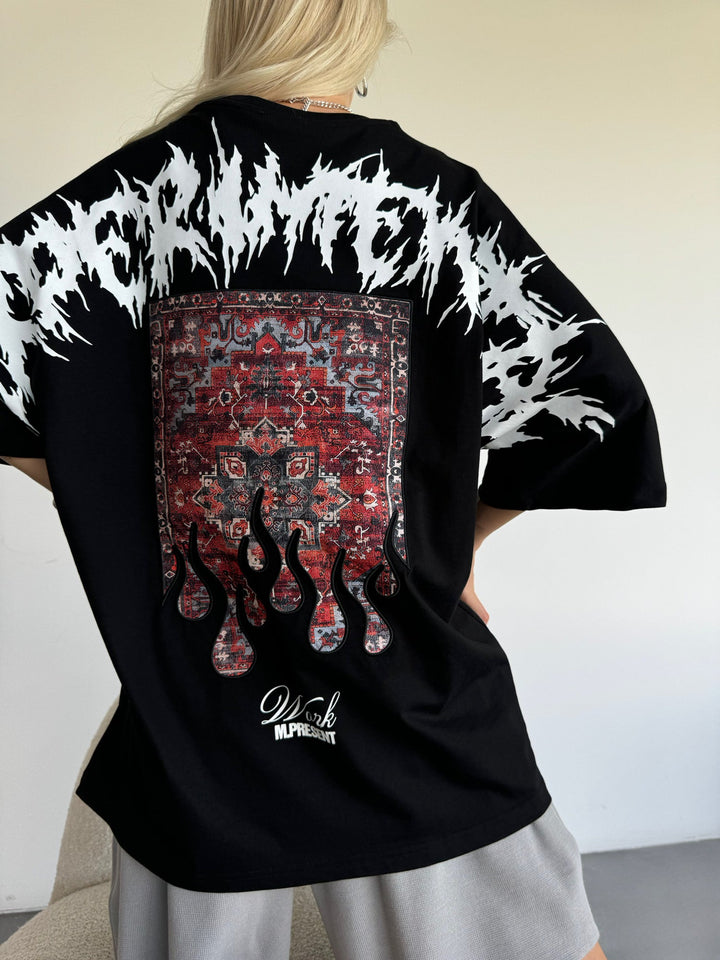 Oversize Experimental T-Shirt - Czarny