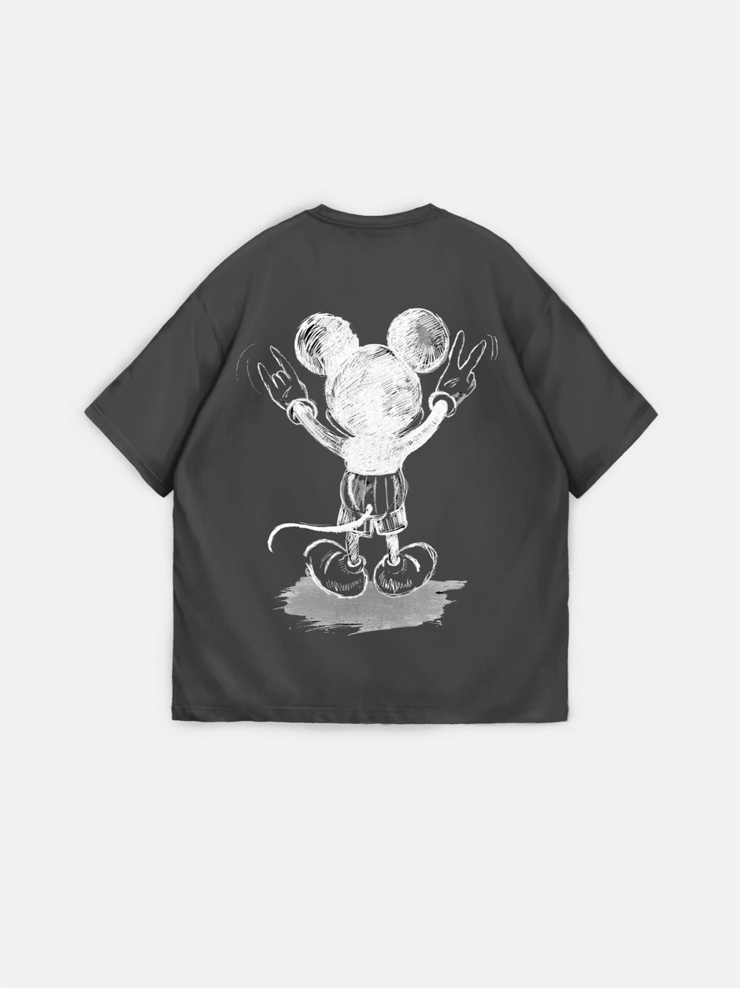 T-shirt Oversize z Myszką - Antracytowy