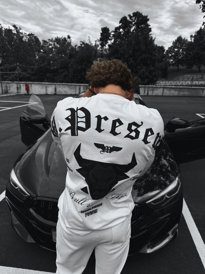 T-shirt Oversize Bull Worldwide - Ecru i Czarny