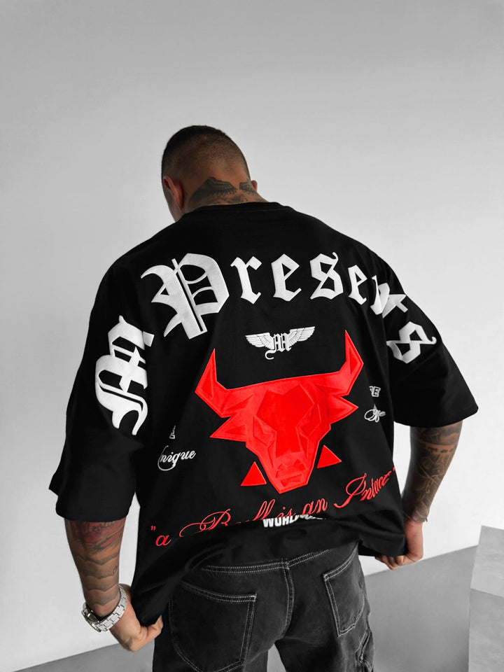 T-shirt Oversize Bull Worldwide - Czarny i Czerwony