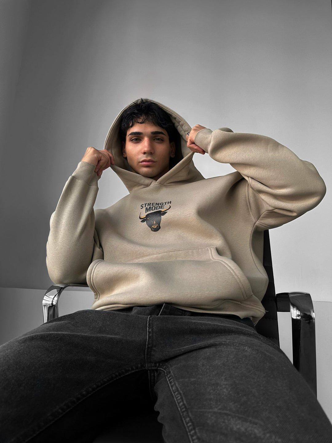 Hoodie w trybie oversize - Kamień