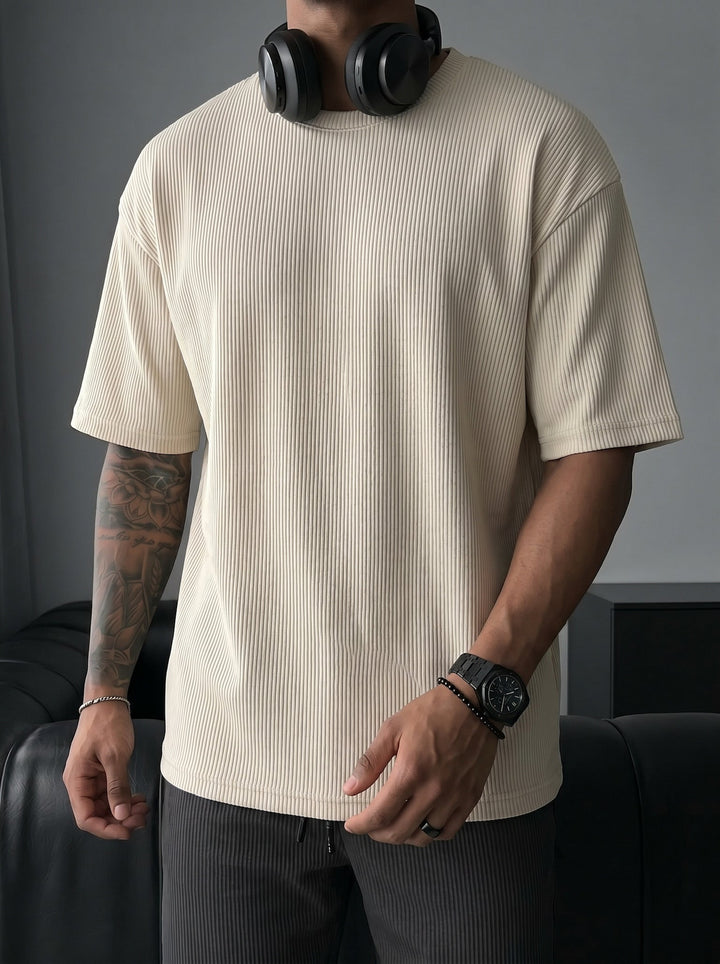 Oversize Cord Tee - Beżowy
