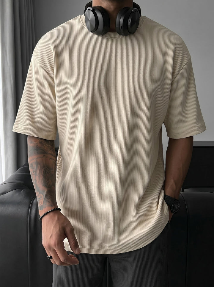 Oversize Cord Tee - Beżowy