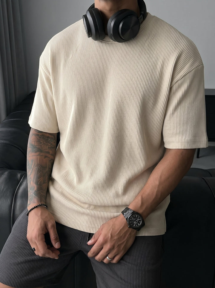 Oversize Cord Tee - Beżowy