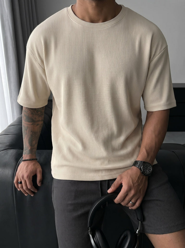 Oversize Cord Tee - Beżowy