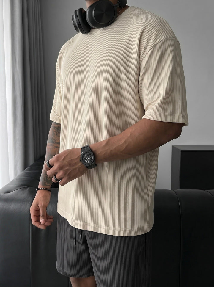 Oversize Cord Tee - Beżowy