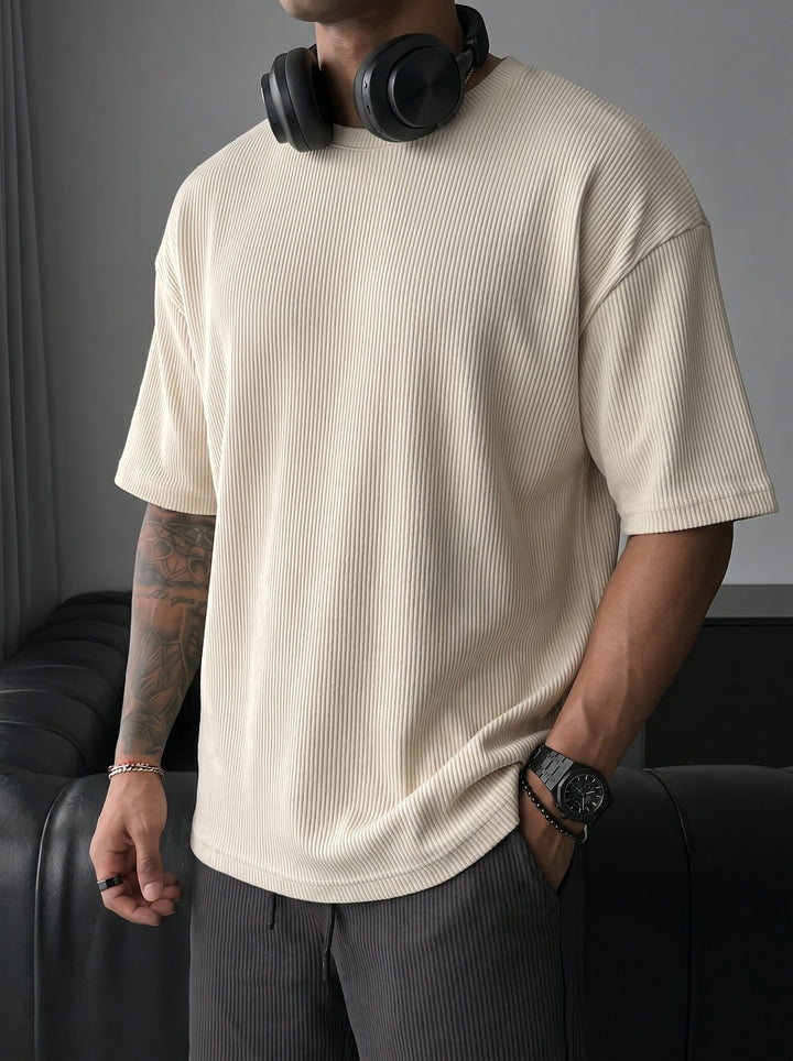 Oversize Cord Tee - Beżowy