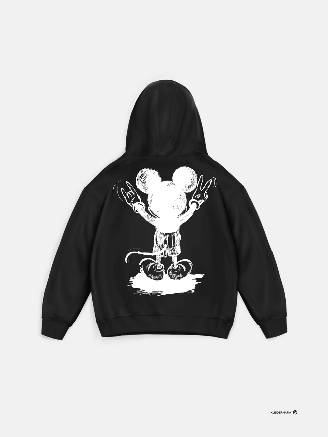 Oversize Hoodie z Myszką - Czarny i Biały