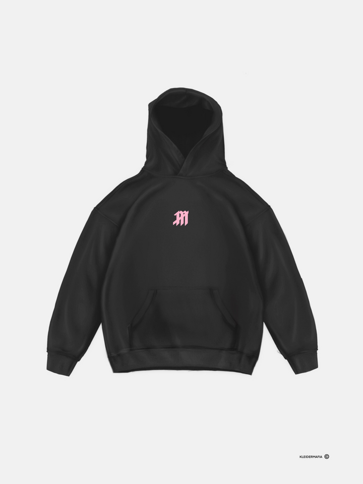 Oversize Hoodie z Myszą - Czarny i Różowy