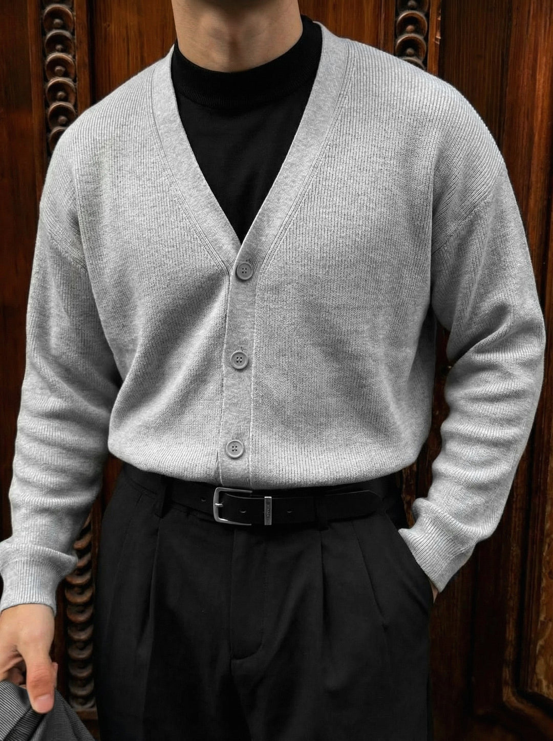 Oversize Crop Cardigan - Szary
