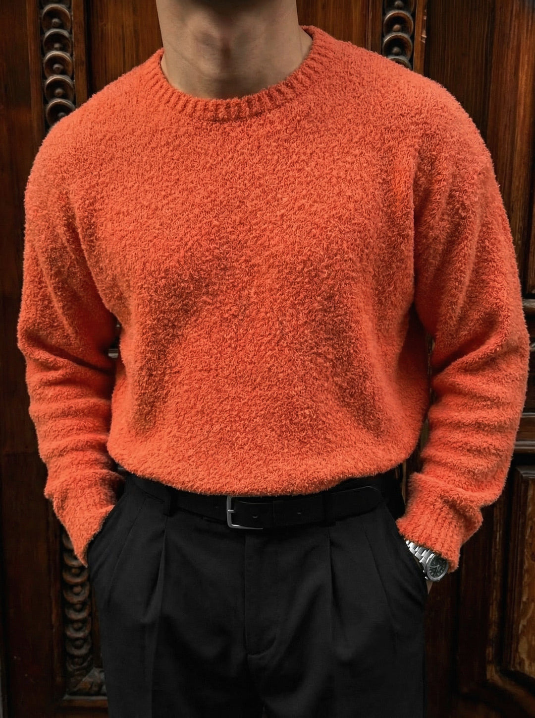 Oversize Plush Pullover - Pomarańczowy