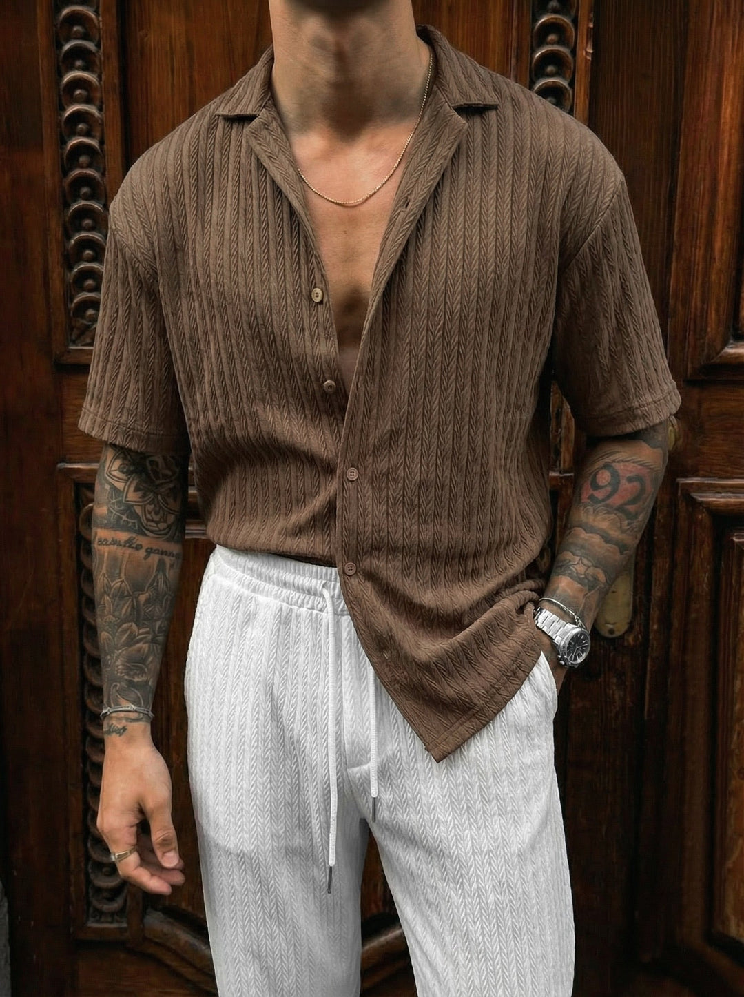 Koszula Oversize Strukturalna - Cappuccino