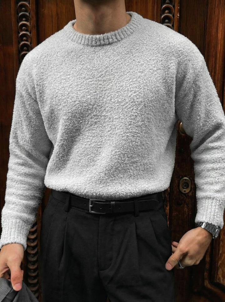 Oversize Plush Pullover - Szary