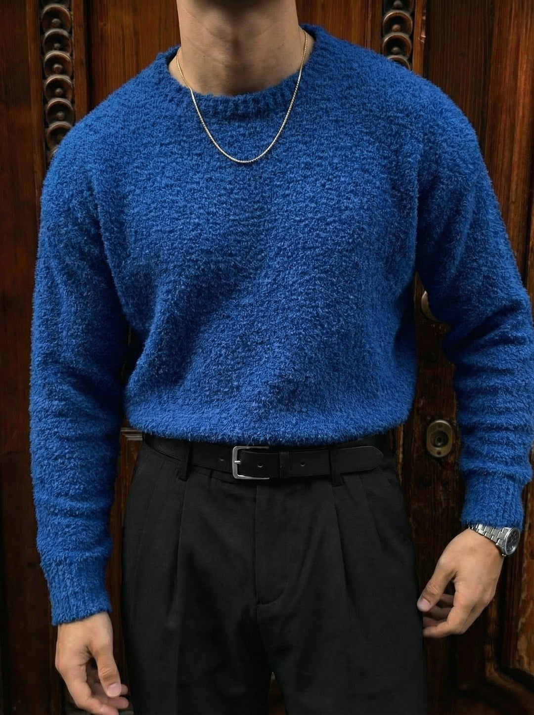 Oversize Plush Pullover - Kapitan Niebieski