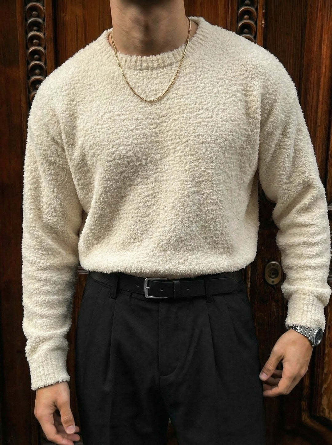 Oversize Plush Pullover - Czysta Krem