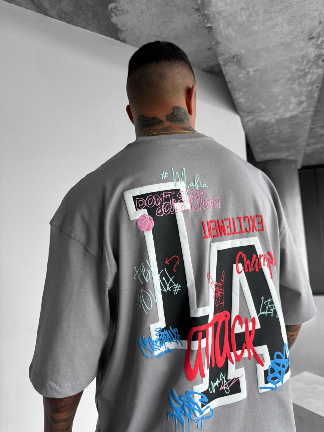 Oversize L.A T-shirt - Szary