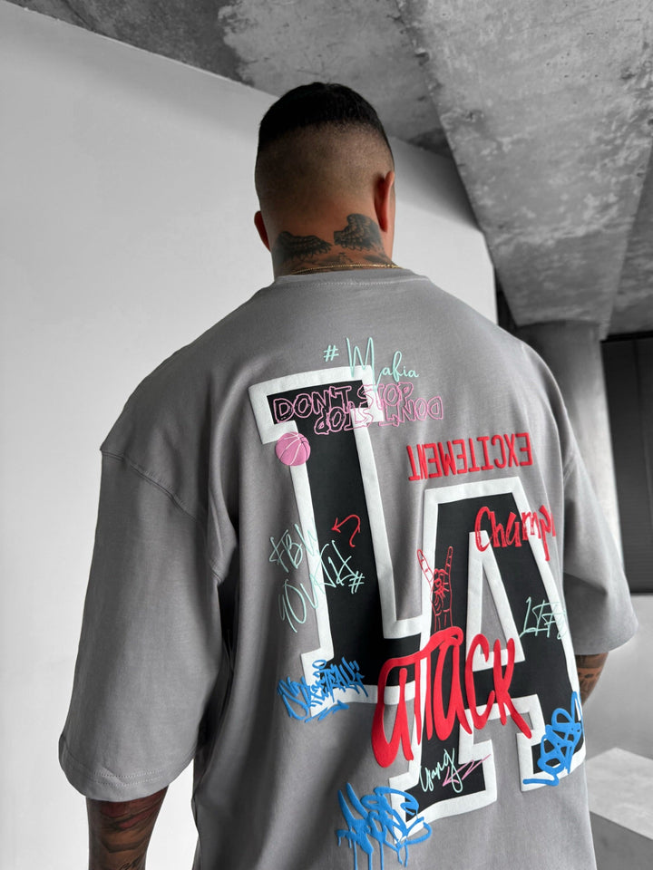 Oversize L.A T-shirt - Szary