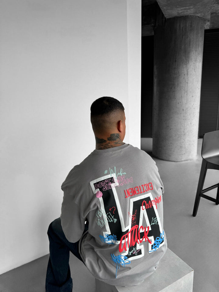 Oversize L.A T-shirt - Szary
