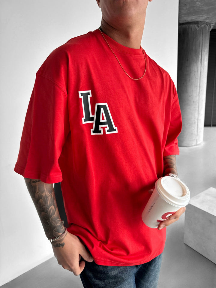 Oversize L.A T-shirt - Czerwony