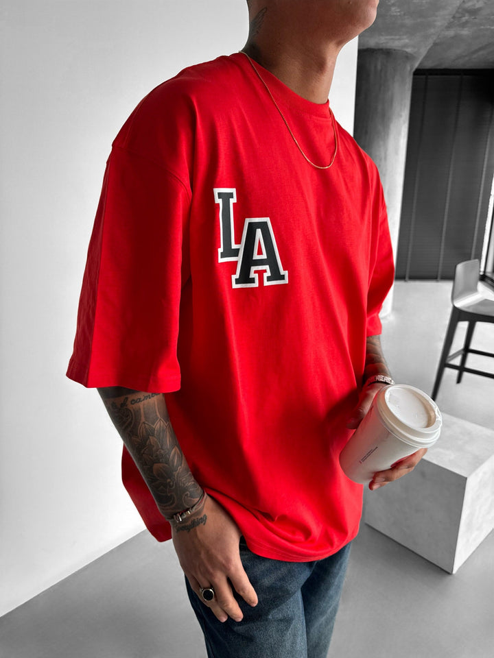 Oversize L.A T-shirt - Czerwony