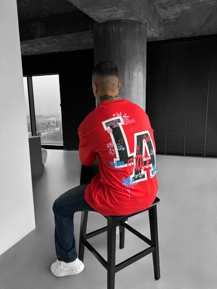 Oversize L.A T-shirt - Czerwony