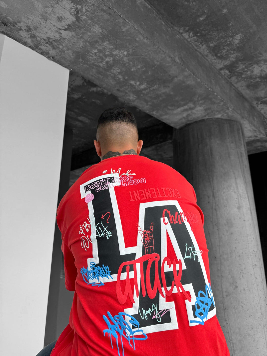 Oversize L.A T-shirt - Czerwony