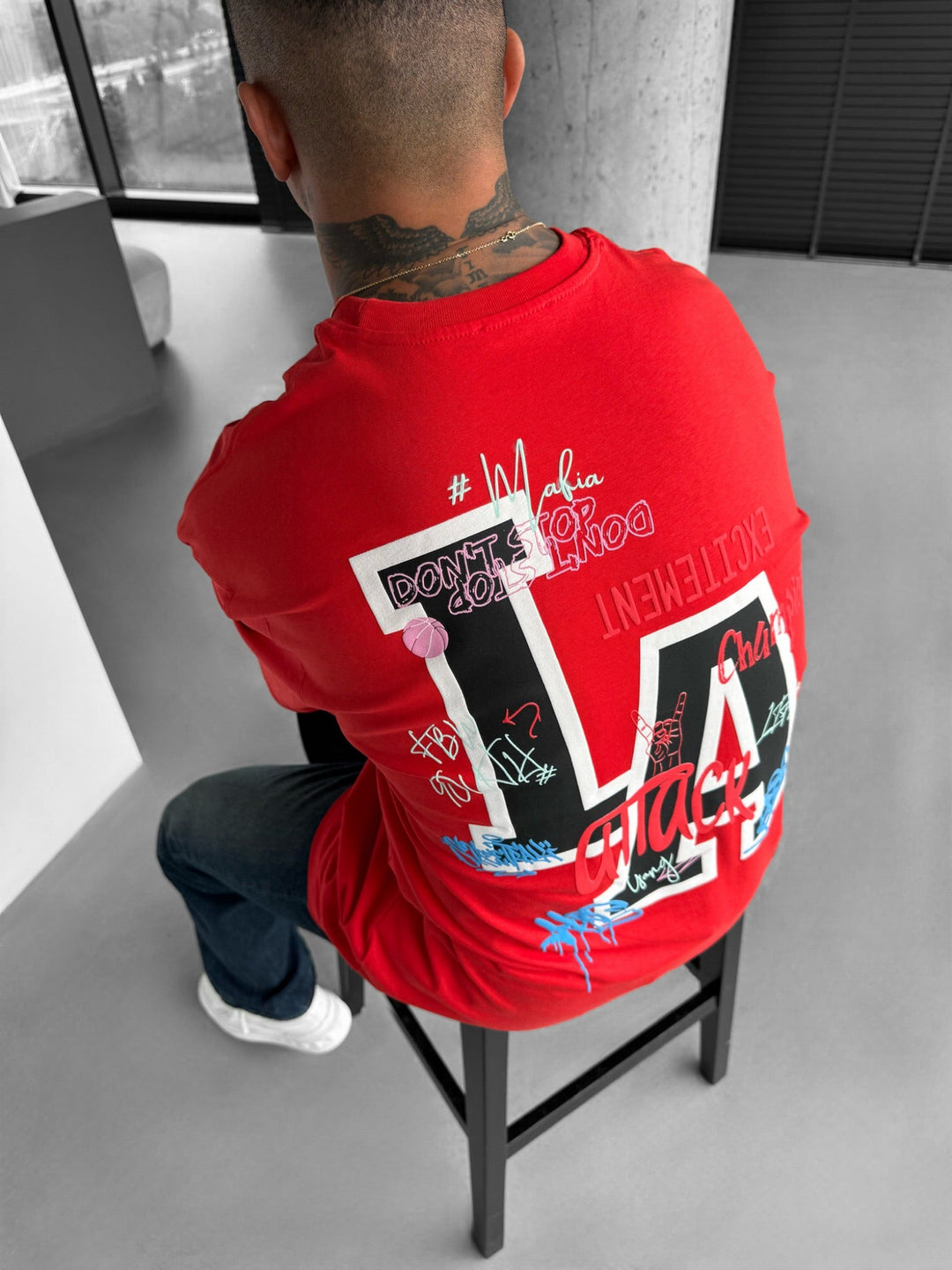 Oversize L.A T-shirt - Czerwony