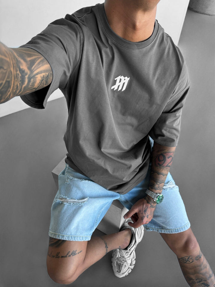 T-shirt Oversize z Myszką - Antracytowy
