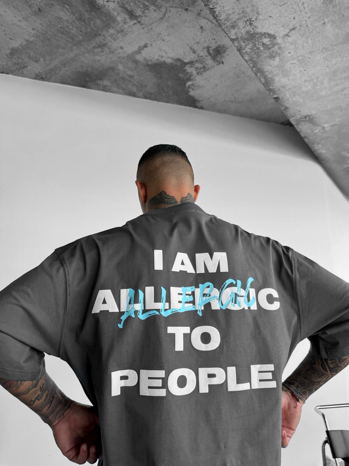 T-shirt Oversize Alergiczny - Antracytowy i Niebieski